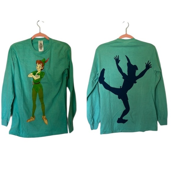 NWOT Disney Parks Peter Pan Long Sleeve Double sided Crew Neck Tee Size XS - Picture 1 of 7